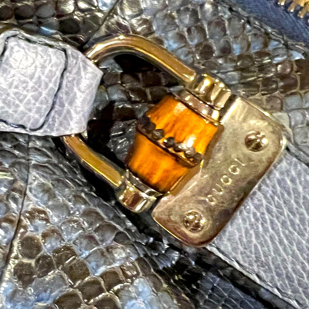 Authentic Large Gucci Blue Python Shoulder Bag - image 8